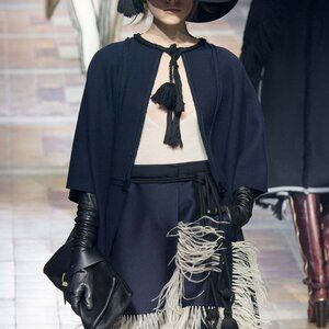 Lanvin A/W15 Runway Navy Wool Cape
